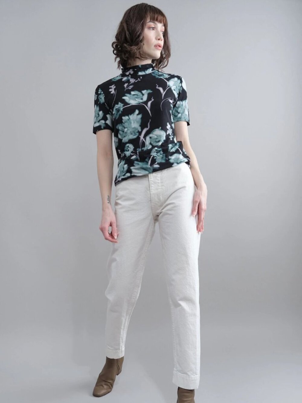 JESSE KAMM Ranger Salt White Organic Cotton Canvas Tapered Peg Leg Pants, Size 8